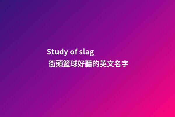 Study of slag 街頭籃球好聽的英文名字